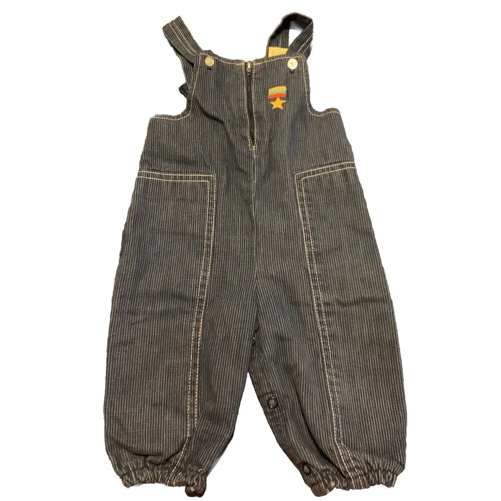 CARTERS infant Vintage Denim Jean Overalls Bib Made USA Size 9 Months